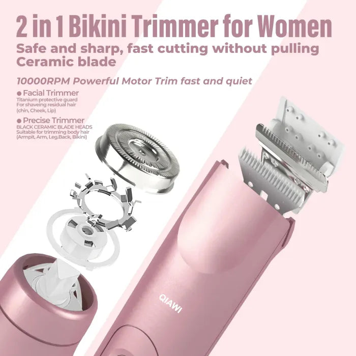 QIAWI 2-in-1 Women’s Electric Shaver – Dual Head Precision Trimmer