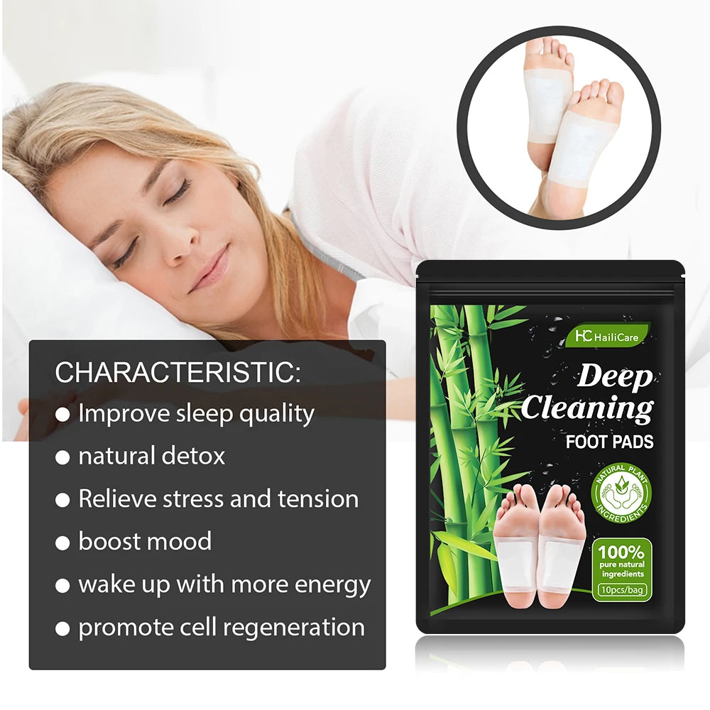 10PCS Detox Foot Patches Stress Relief Feet Deep Sleep Herbal Detox Sticker Conditioning Body Relieve Stress Foot Care Tool